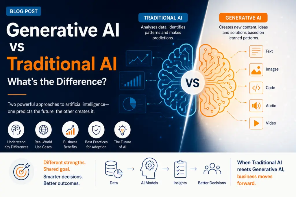 Generative AI vs Traditional AI: What’s the Difference and Why It Matters for Modern Organisations?